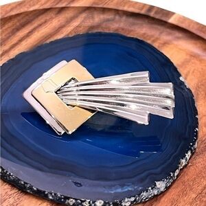 Vintage Two Toned Shooting Star‎ Art Deco Brooch 1980’s Themed Gold Silver